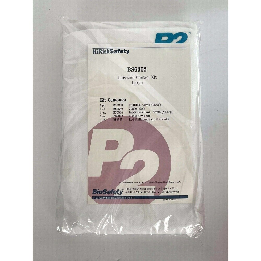 NEW Bio Safety Systems Hi Risk Safety Infection Control Kit BS6302 Large/XL